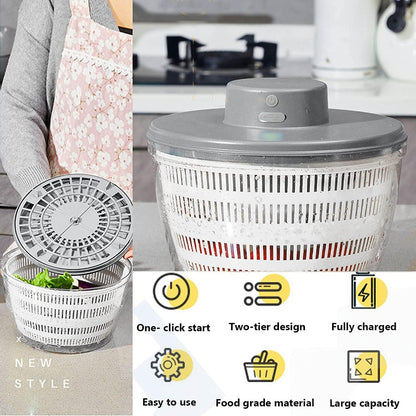 Electric Salad Spinner, 6L Lettuce spinner,Large Capacity Salad Vegetable Dryer,Fruit Salad Washer spinner dryer for Home Kitchen Washing & Drying Leafy Vegetables