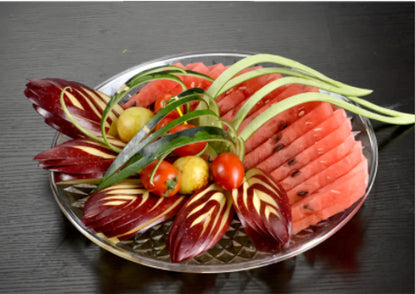 Knc Acrylic Clear Round Appetizer Serving Tray,12 Inch Snack Food Nut and Candy Serving Plate Veggie Fruit Dish Platter Garnish for Bar Home Restaurant (Round tray)