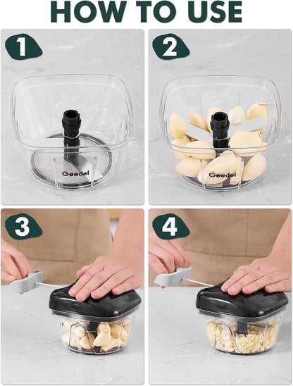 Geedel Vegetable Chopper, Manual Food Chopper with Hand Pull String, 500ml