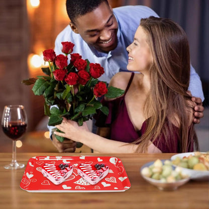 5 Pcs Valentine' s Day Serving Trays 13 x 10 Inch Melamine Heart Decorative Platter Reusable Serving Dishes Red Dessert Trays for Party Decorations Supplies