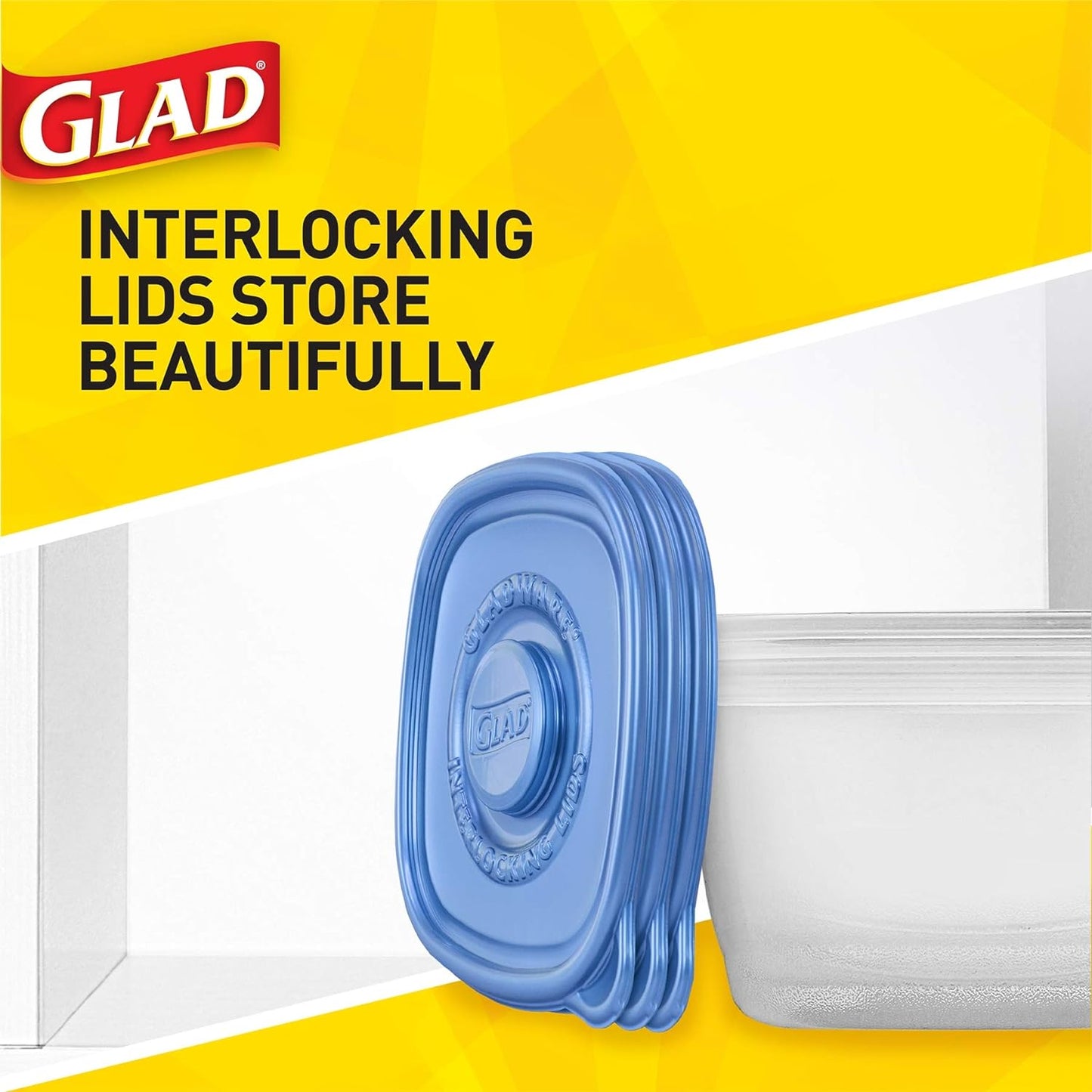 Glad GladWare Tall Entree Food Storage Containers with Lids, Large Square BPA Free Plastic for Meal Prep and Lunches, Lock Tight Seal, Microwave and Dishwasher Safe, 42 Oz, 3 Count