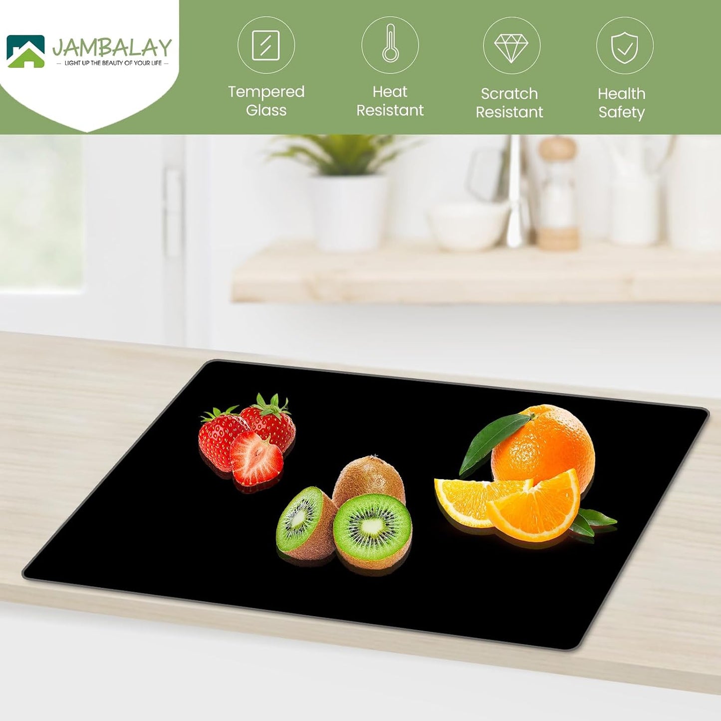 JAMBALAY Tempered Glass Cutting Boards for Kitchen, Gold 12"x8" & 16"x12" Glass Cutting Board Set with Marble Design, With Non Slip Foot, Shatter and Heat Resistant, Dishwasher Safe