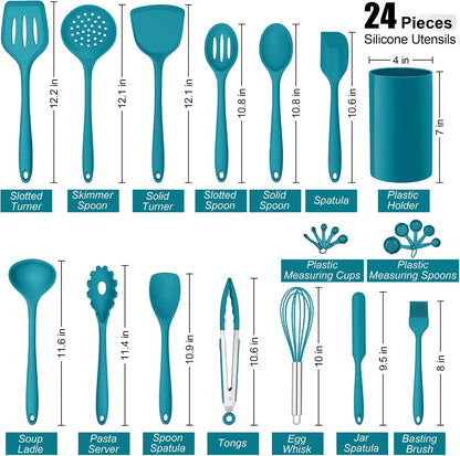 E-far 10 Pieces Silicone Cooking Utensils Set, Heat Resistant Kitchen Utensil Set for Nonstick Cookware, Kitchen Cooking Tools with Spatula, Spoon, Slotted Turner, Non-Toxic & Dishwasher Safe (Khaki)