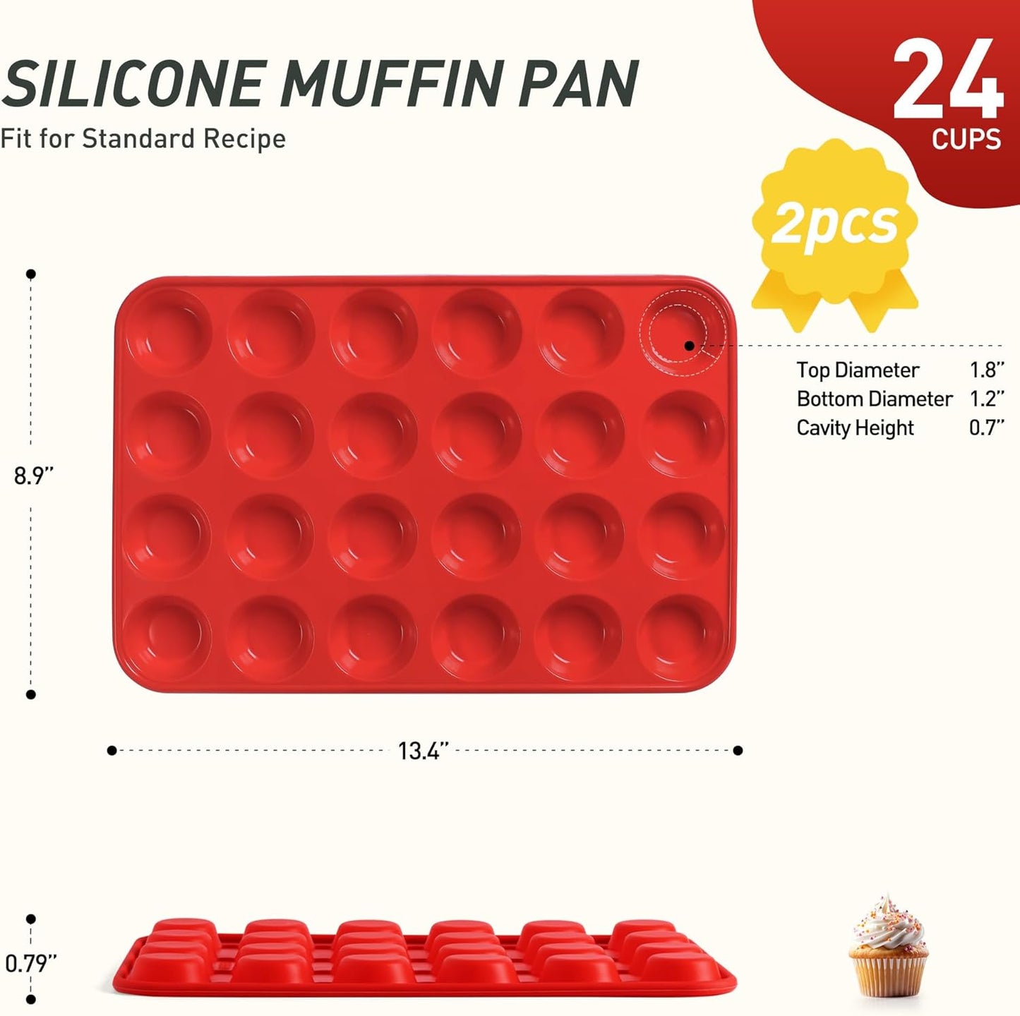 2 Pack 12 Cups Silicone Muffin Pan with Metal Reinforced Frame Regular Size Silicone Molds Cupcake Cake Baking Pans Cookie Baking Chocoflan Cupcake Mold Nonstick Muffin Tin Home Baking Supplies