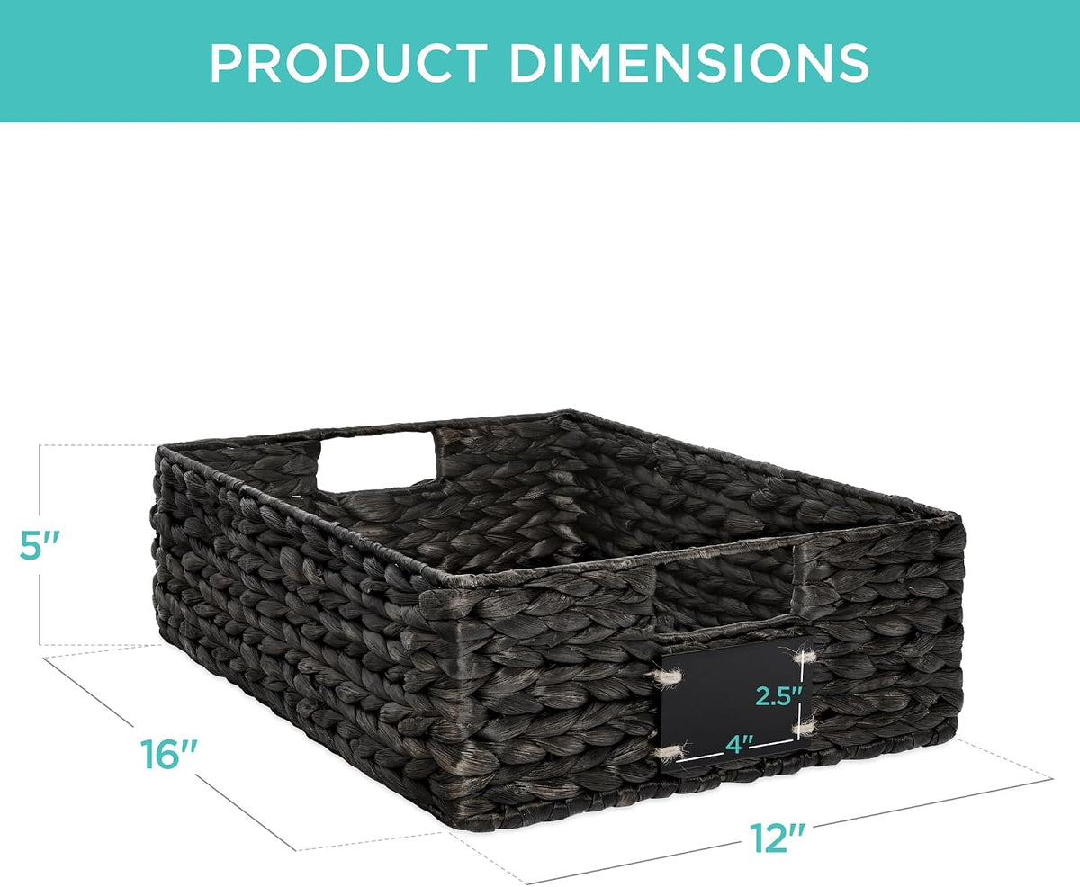 Best Choice Products Set of 4 9x12in Water Hyacinth Pantry Baskets, Woven Organizers w/Chalkboard Label, Chalk Marker - Natural