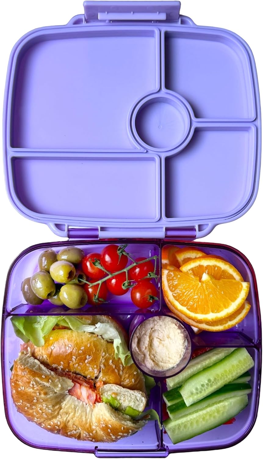 Yumbox Go Leakproof Bento Lunch Box, 5 Compartments, Charcoal Gray | Deep Portioned Tray | Removable Silicone Gasket | Lightweight Construction | Fits Most Lunch Bags | Easy-Clean Design