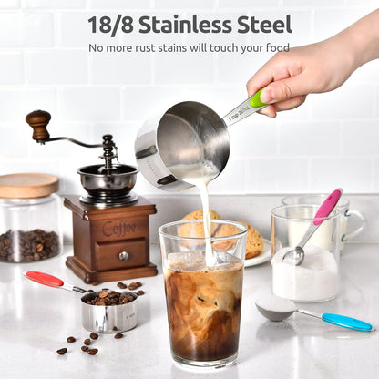 Measuring Cups : U-Taste 18/8 Stainless Steel Measuring Cups and Spoons Set of 10 Piece, Upgraded Thickness Handle(Black)