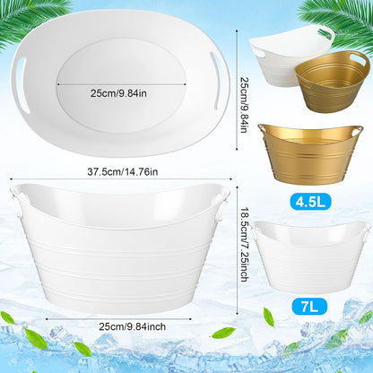 Patelai 6 Pcs Ice Buckets Bulk, Plastic Ice Buckets with Handles, Oval Storage Tub, Large Capacity Drink Tub for Party Bar Wine Beer Champagne Beverage Bottle Cooler(4.5 Liter,Clear)