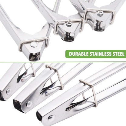HINMAY Mini Stainless Steel Food Tongs with Silding Rings 7-Inch, Set of 6 | Small Clam Shell Service Tongs for Serving Appetizers, Desserts, Salads, Barbecue and Cooking (Silver)