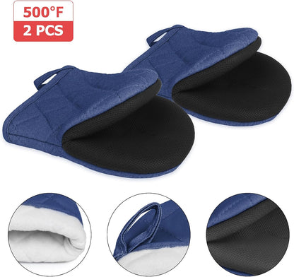 Goldmeet Mini Oven Mitts 2-Pack, 7"x5.5", 500°F Silicone Grip, Gray