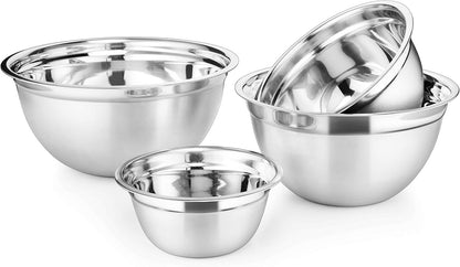 AVADOR Set of 6 Premium Stainless Steel Mixing Bowls Set, Easy To Clean, Space Saving Nestable Design, Great for Cooking, Baking, Prepping (0.75qt, 1.5qt, 3qt, 4qt, 5qt, 8qt)