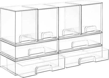Vtopmart Stackable Storage Drawers Set of 5, Clear Plastic Organizer Bins for Baby Bottle, Beauty Supplies Storage, Ideal for Kichen Countertop, Vanity, Bathroom, Cabinet, Pantry Organization