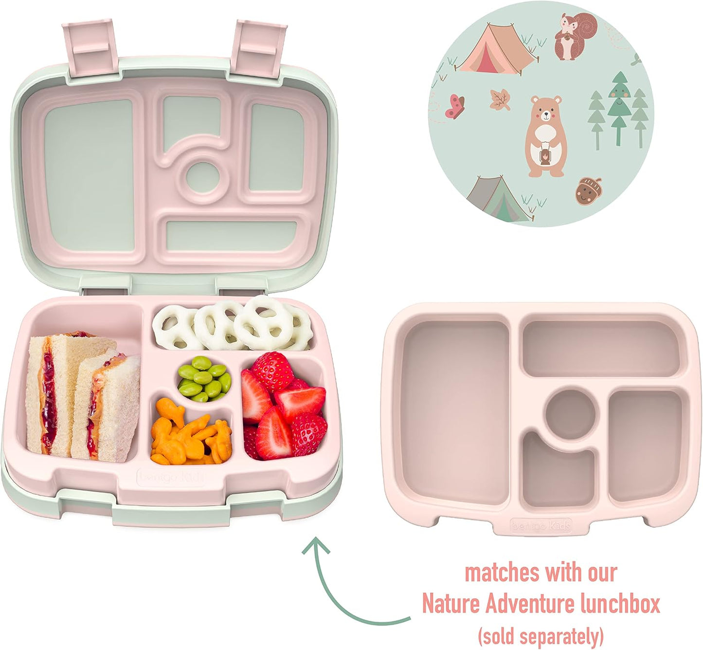 Bentgo® Kids Prints Tray with Transparent Cover - Reusable, BPA-Free, 5-Compartment Meal Prep Container with Built-In Portion Control for Healthy Meals At Home & On the Go (Mermaids in the Sea)