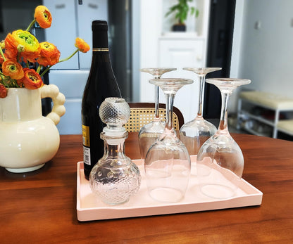 White Serving Tray (13.5 x 9.6 inch) for Serving Accessory, Elegant & Stackable Plastic Tray for Spa, Coffee, Drinks, Tea, Bar, Party, Seasoning, Perfume and Display Use.