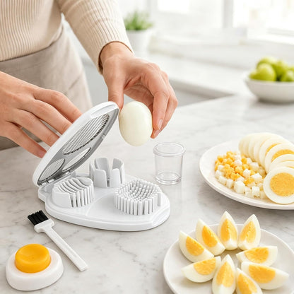 Egg Slicer for Hard Boiled Eggs, 3-in-1 Stainless Steel Egg Cutter