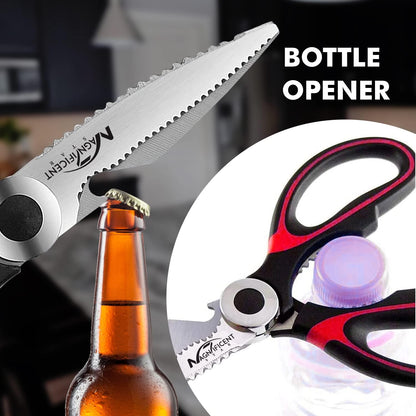 Magnificent Kitchen Scissors Heavy Duty - Multi-Purpose Kitchen Shears for Meat, Poultry, Food - Stainless Steel Cooking Scissors - Dishwasher Safe Culinary Shears