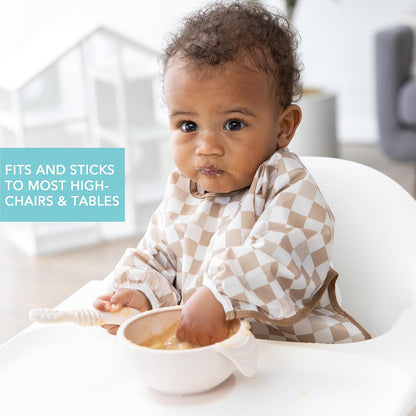 Bumkins Baby Bowl, Silicone Feeding Set with Suction for Baby and Toddler, Includes Spoon and Lid, First Feeding Set, Training Essentials for Baby Led Weaning for Babies 4 Months Up, Sage