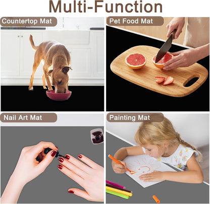 Silicone Mats for Kitchen Counter, 47.3"x23.6"x0.08" Largest Heat Resistant Mat Kitchen Island Waterproof 2MM Thick Countertop Protector Mat Nons-slip Extra Large Counter Mat (Black)