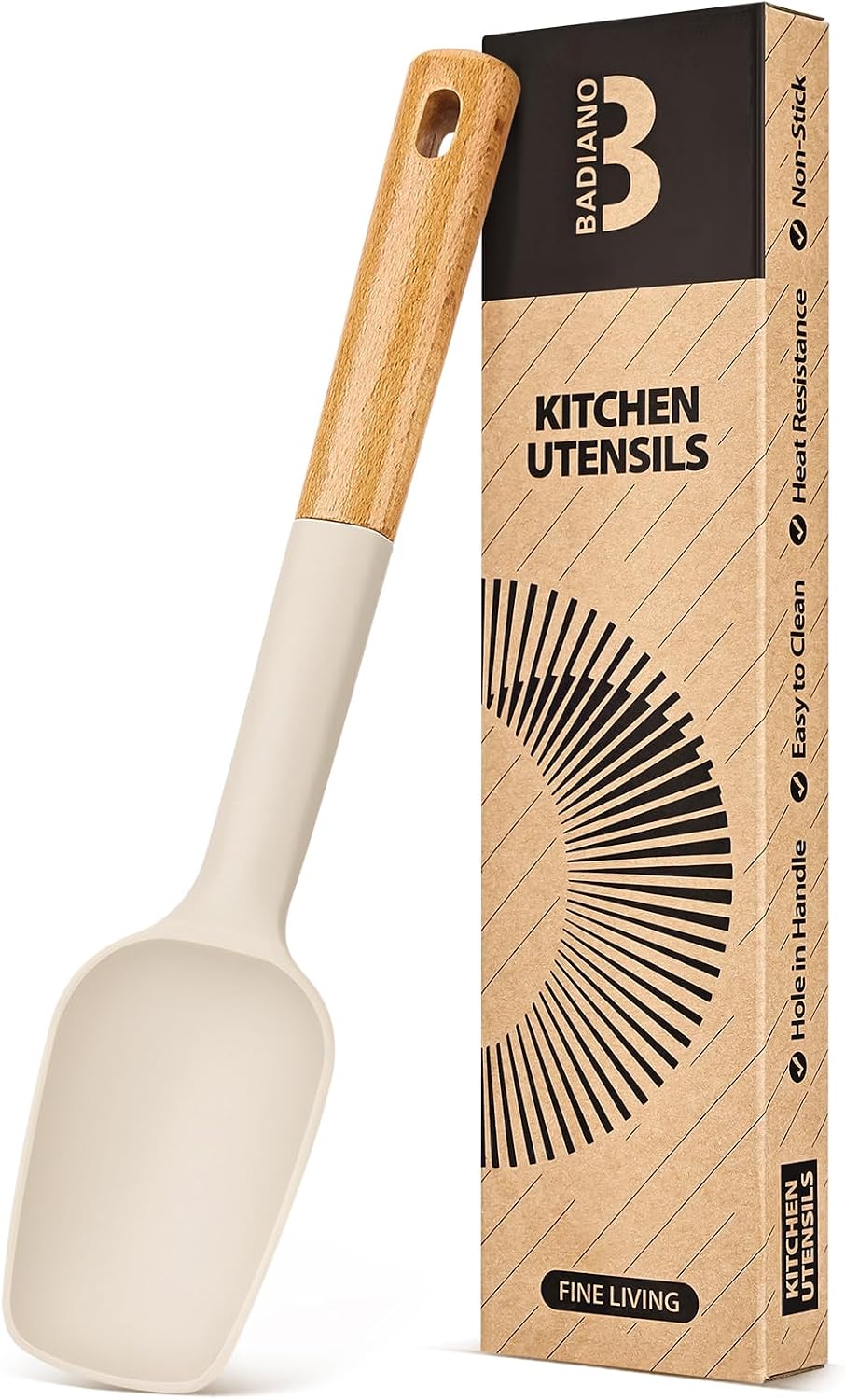Badiano Silicone Spoon Spatula, Nonstick Rubber Spatula, Grey
