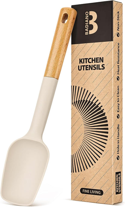 Badiano Silicone Spoon Spatula, Nonstick Rubber Spatula, Grey
