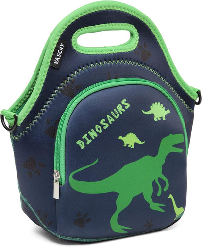 VASCHY Lunch Bag for Kids, Insulated Neoprene Lightweight Lunch Box Bag for Children Boys and Girls School Daycare Kindergarten Dinosaur