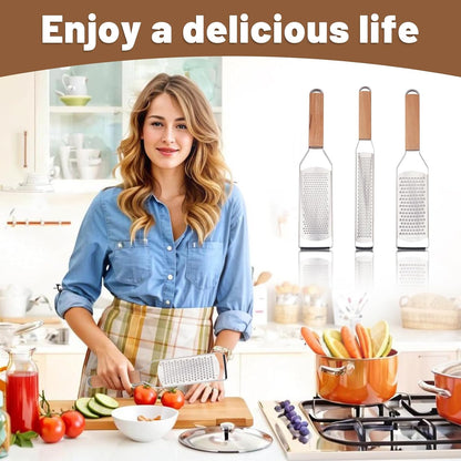 SHIKORI Professional Cheese Graters for Kitchen Stainless Steel-3 Pcs