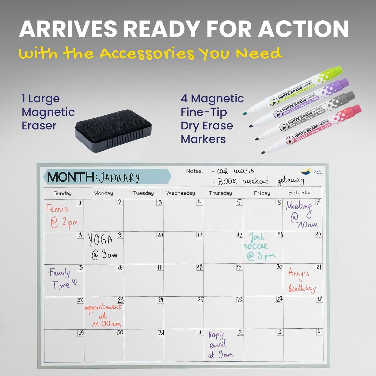 Magnetic Weekly Planner for Fridge - 17x12” Stain-Resistant Dry Erase Whiteboard Fridge Calendar with Large Writing Space for Schedules, Chores & Meals - Includes 4 Markers & Eraser