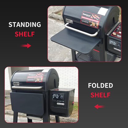 Upgraded Grill Table for Weber Kettle 22"/18"/26", Master Touch 22", Smokey Mountain, Recteq Pellet Grill RT-B380, Prep Station with Cutting Board, Basin, 4 Hooks, Shelf for Weber Kettle Accessories