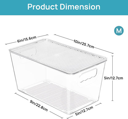 Vtopmart 6 Pack Clear Stackable Storage Bins with Lids, Large Plastic Containers with Handle for Pantry Organizer and Storage,Perfect for Bathroom,Cabinet,Kitchen,Fridge,Closet Organization