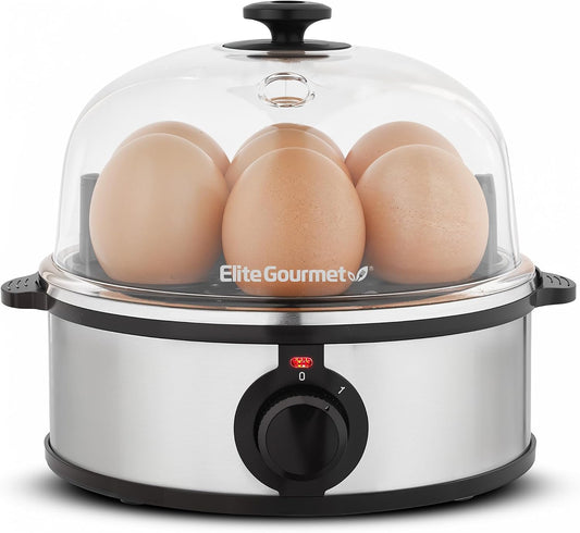 Elite Gourmet 7-Egg Egg Boiler & Cooker, Poacher/Omelet Maker, BPA-Free