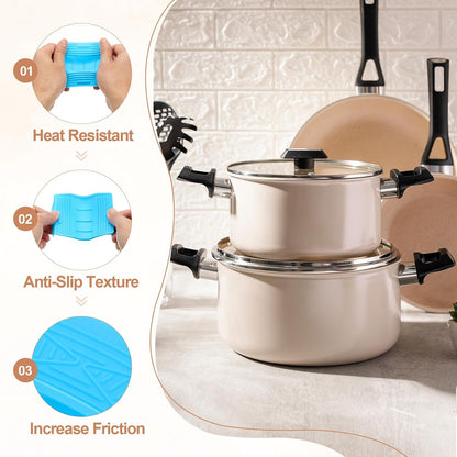 uxcell 4 Pcs Silicone Assist Hot Pan Handle Holder Hot Skillet Handle Covers Pot Holder Sleeve Non-Slip Heat Resistant for Kitchen Pot Frying Pans Cookware (Orange)