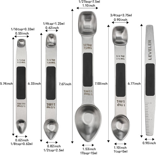 Magnetic Measuring Spoons Set Stainless Steel Double Sided Measuring Spoons