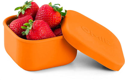 OmieBox Silicone Leakproof Snack Containers To Go, Food Storage Containers with Lid, School Lunch Bento Container - BPA Free, Airtight, Dishwasher and Freezer Safe, Oven Safe - 9.4 ounces (Pink)