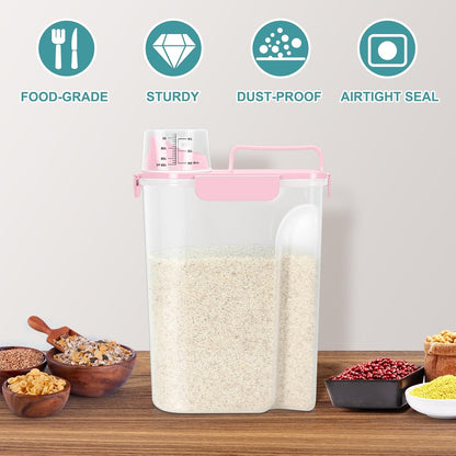 TBMax Rice Container 10 Lbs, Cereal Container Oatmeal Storage, Airtight Food Dispenser with Easy-pouring Spout & Handy Cup for Flour Grain Beans, Pet Dog Cat Bird Food Storage Container
