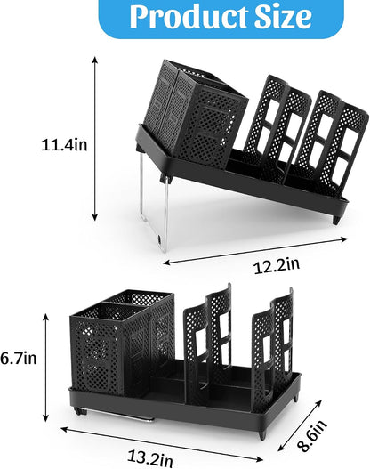 6-Compartment Cup and Lid Holder, Plastic Coffee Cup Holder with Straws Holder, 10-22oz Disposable Paper Cups Organizer for Countertop, Station, Bar,Office, Restaurant, Breakroom