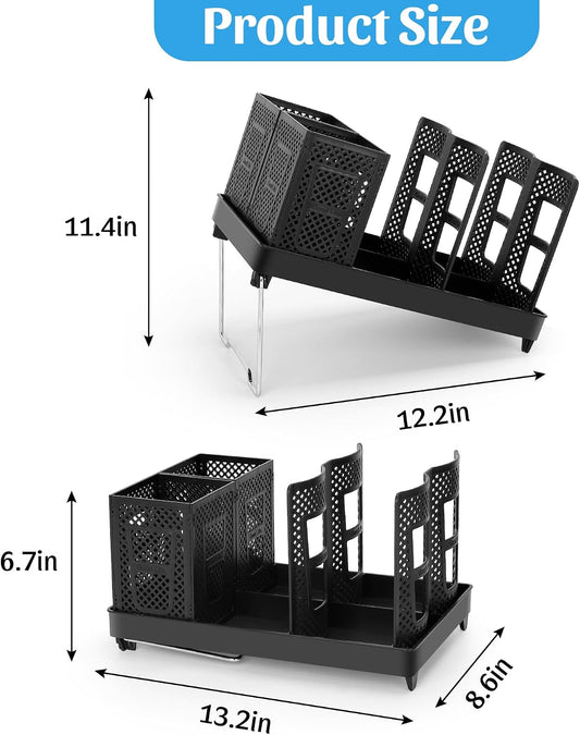 6-Compartment Cup and Lid Holder, Plastic Coffee Cup Holder with Straws Holder, 10-22oz Disposable Paper Cups Organizer for Countertop, Station, Bar,Office, Restaurant, Breakroom