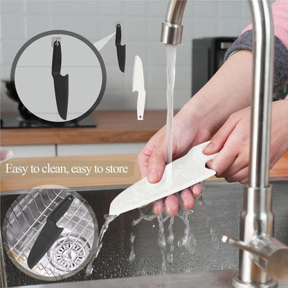 2 PCS Nylon Knife Safe for Kids, Professional Lettuce Knife for Real Cooking, Heat-resistant Plastic Knife for Nonstick Pans, Best as Cake Knife etc. (2-Comb-White)