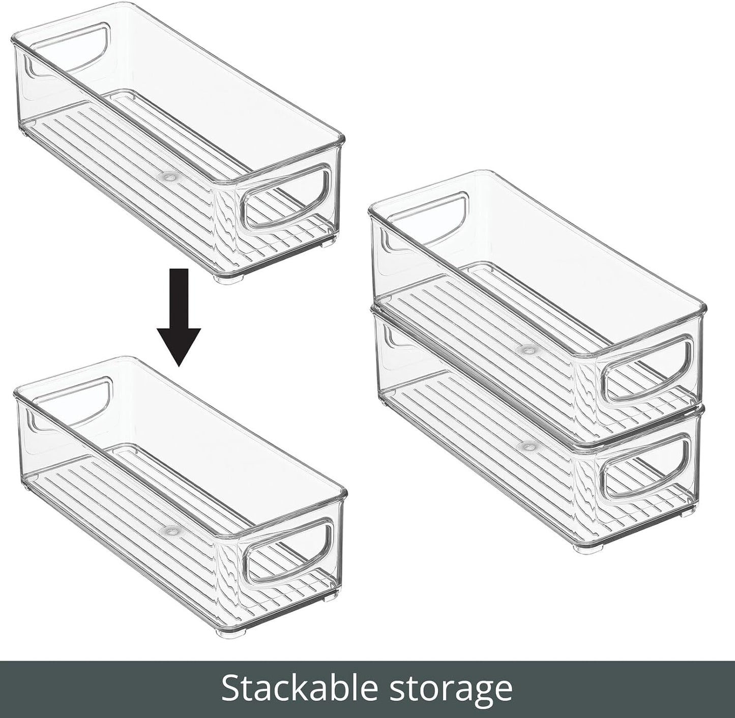 mDesign Deep Plastic Storage Organizer Container Bin, Office Organization for Filing Cabinet, Cupboard, Shelves, and Desk - Holds Notepads, Pens, Pencils, Highlighters, and Staplers - 2 Pack - Clear