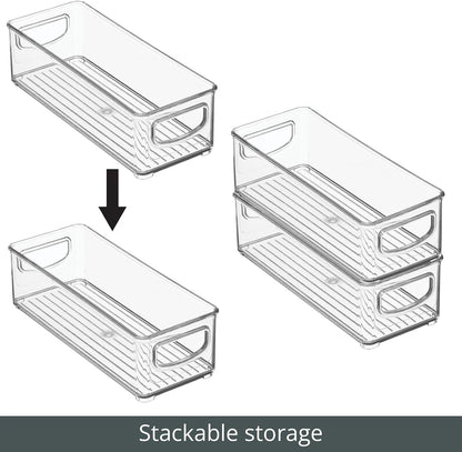 mDesign Deep Plastic Storage Organizer Container Bin, Office Organization for Filing Cabinet, Cupboard, Shelves, and Desk - Holds Notepads, Pens, Pencils, Highlighters, and Staplers - 2 Pack - Clear