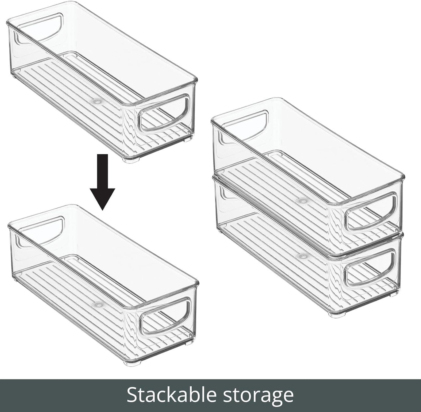 mDesign Deep Plastic Storage Organizer Container Bin, Office Organization for Filing Cabinet, Cupboard, Shelves, and Desk - Holds Notepads, Pens, Pencils, Highlighters, and Staplers - 2 Pack - Clear