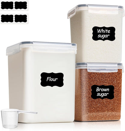 ComSaf Rice Container Set of 2(9.5L/10Qt), Large Airtight Food Storage Containers with Lid and Rice Washer, Plastic Canisters Sets for The Kitchen, Pantry Organizers for Flour, Cereal and Cooking