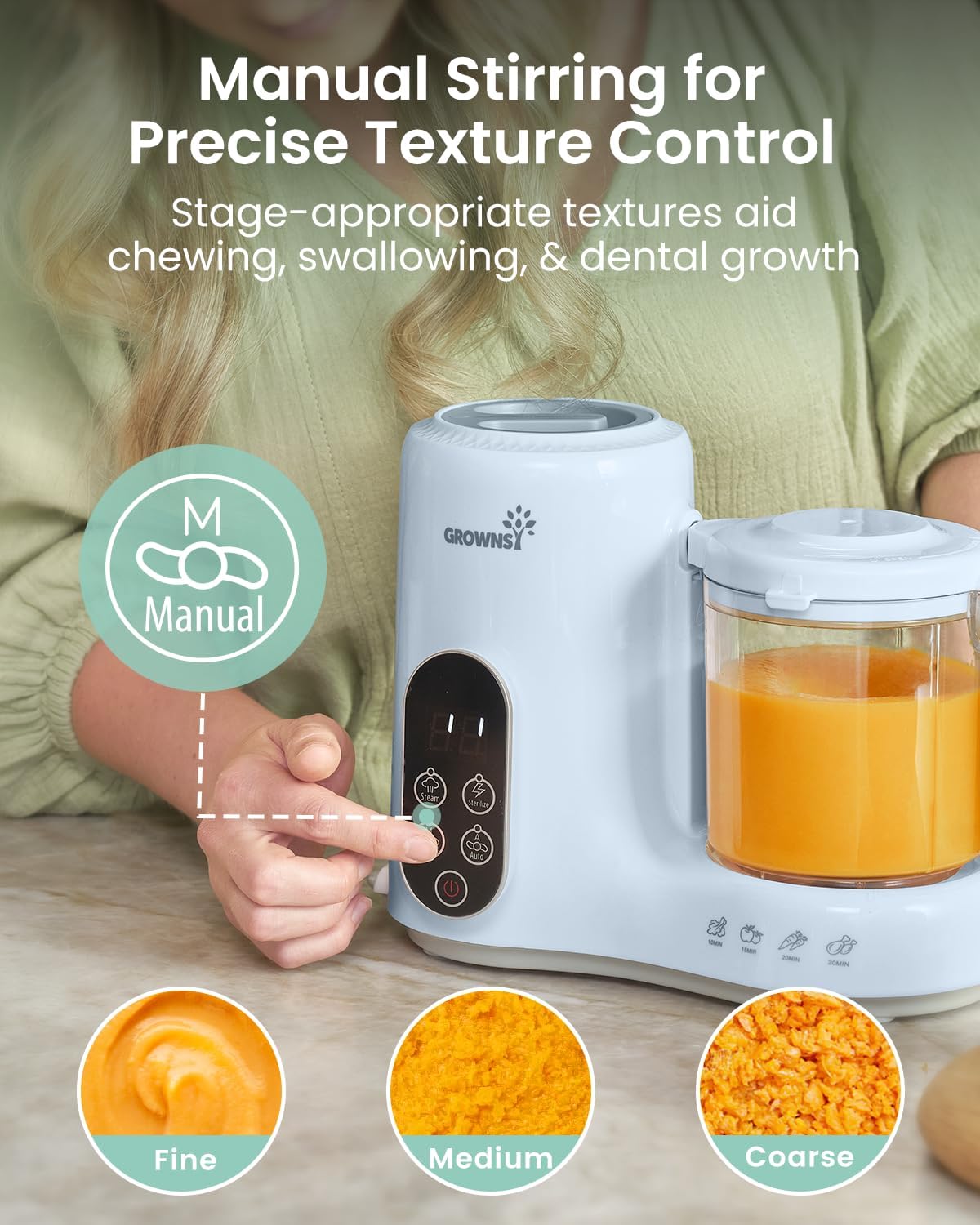 Grownsy Baby Food Maker, Steamer & Blender Baby Food Processor, White