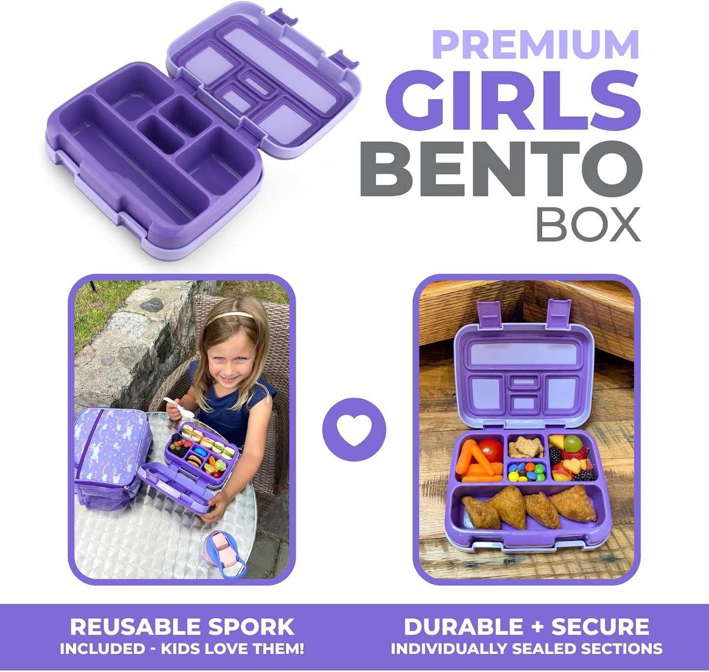 Kinsho Bento Lunch Box for Kids Toddlers, 5 Portion Control Sections, BPA Free Removable Plastic Tray, Pre-School Kid Toddler Daycare Lunches, Snack Container Ages 3 to 7 (Blue Space Rockets)
