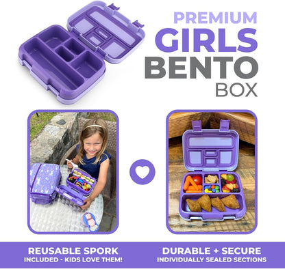 Kinsho Bento Lunch Box for Kids Toddlers, 5 Portion Control Sections, BPA Free Removable Plastic Tray, Pre-School Kid Toddler Daycare Lunches, Snack Container Ages 3 to 7 (Blue Space Rockets)