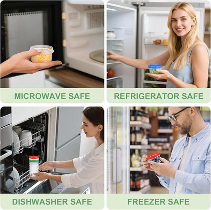 Freezer Storage Containers, 16 Pack 10 oz Plastic Food Storage Containers with Twist Top Lids, Meal Prep Containers for Soup Snack Fruit, BPA Free, Leakproof, Microwave & Dishwasher Safe