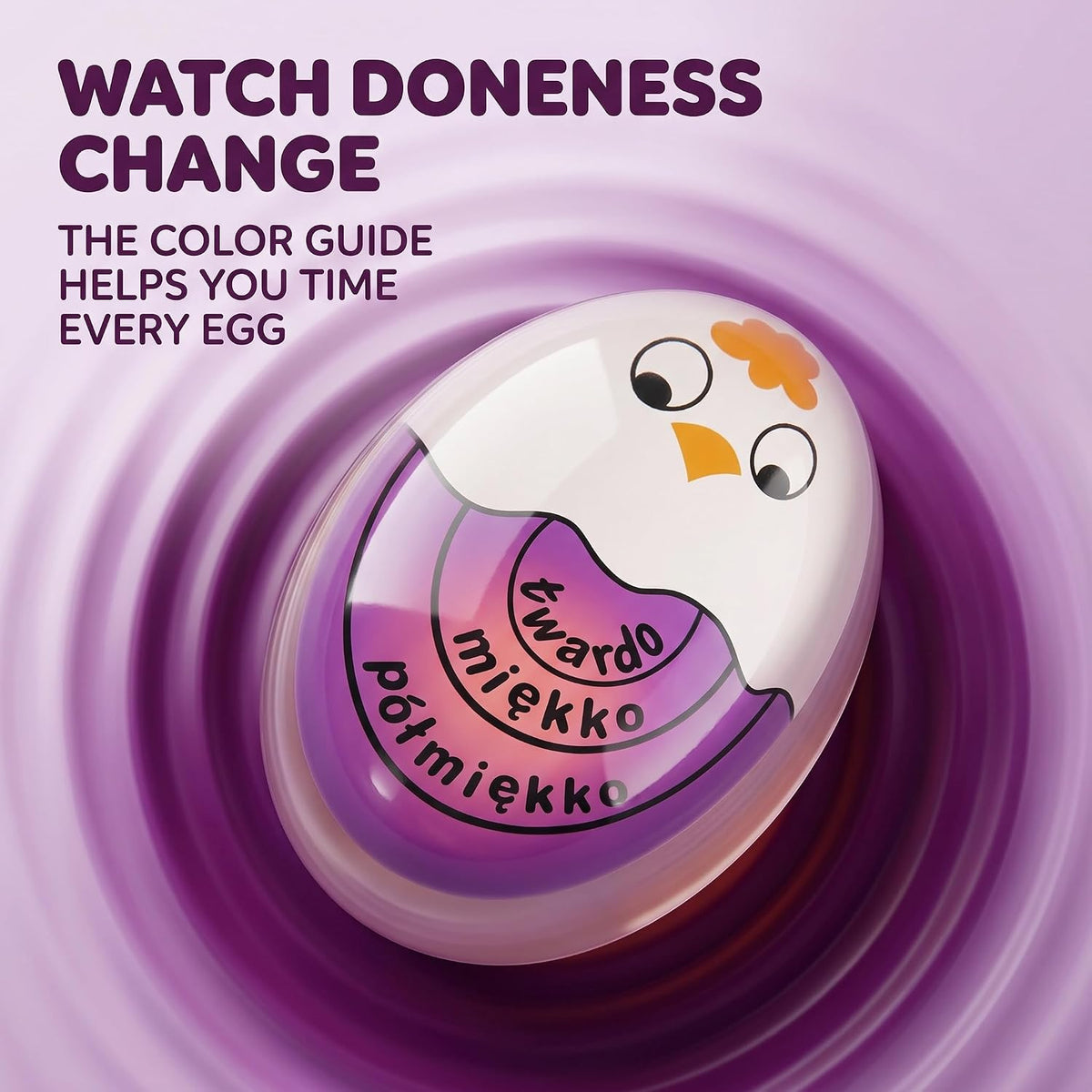 Purple Kitchen Timer Practical Reminder Color Changing Egg Timer Soft Hard Boiled Egg That Changes Color When Eggs are Ready