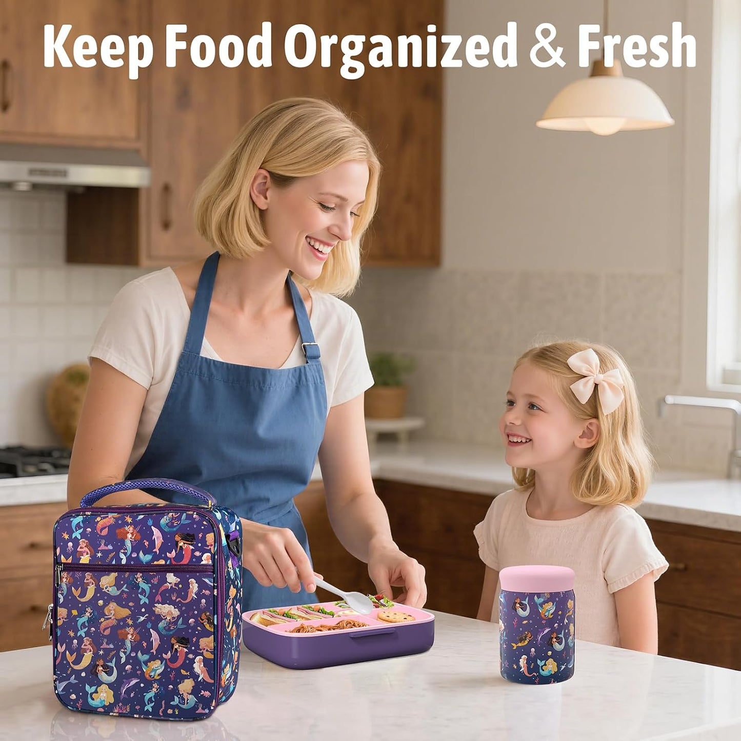 Kids Bento Lunch Box with Thermo Leak-Proof Snack Lunch Containers with Insulated Lunch Bag Utensils Set Back to School Supplies Gifts for Boys and Girls Toddlers Kindergarten Lunch Accessories Blue