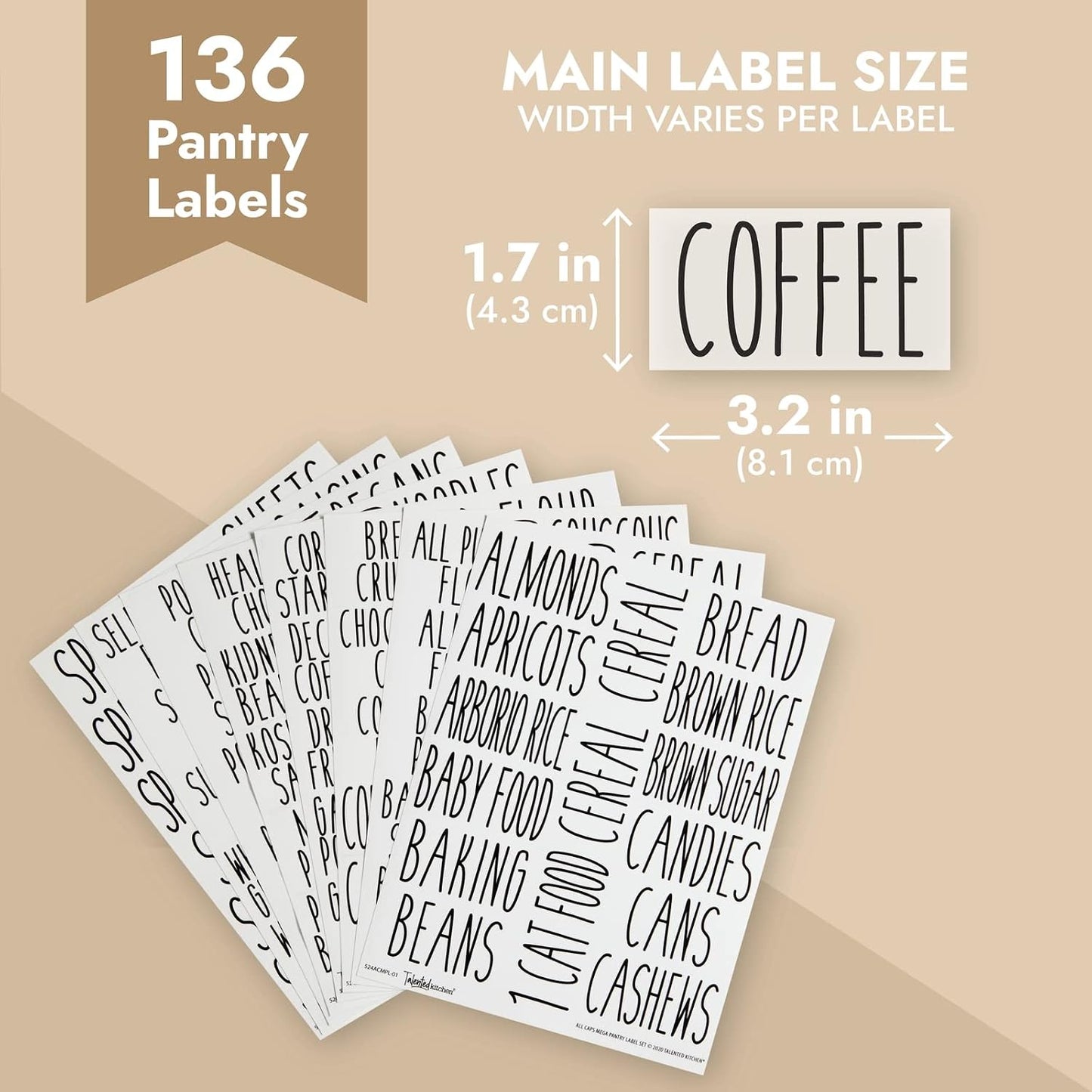 Talented Kitchen 158 Food Container Labels - Durable Waterproof Adhesive - Clear Script Sticker Design for Pantry & Fridge - Freezer Labels & Symbol Stickers - Clear & Black Laminated Paper