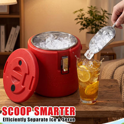 meekoo 10L Large Insulated Ice Bucket for Parties, Double-wall Beverage Bucket with Lid & Scoop, Keeps Champagne, Wine, Beer Chill for Parties Stainless Steel Ice Buckets for Summer Beach Party