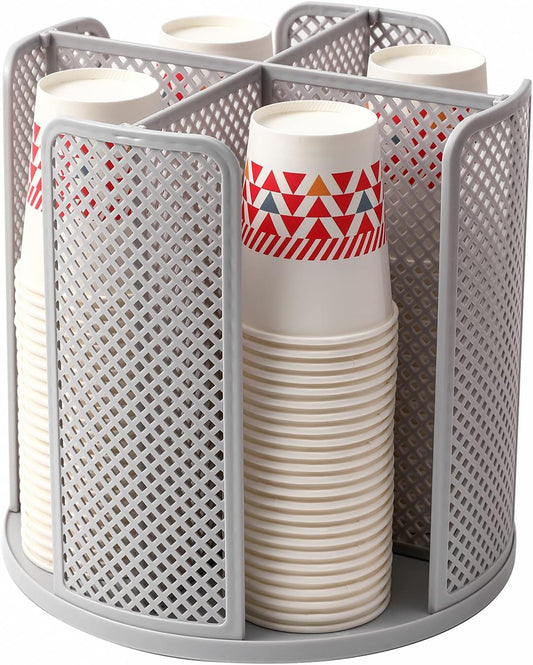 Heagoale Paper Cup and Lid Holder Plastic Cup Storage Organizer Coffee Cup Dispenser for Countertop, Breakroom, Bathroom, Coffee Station, Bar, Buffet, Kitchen Cabinet - Gray